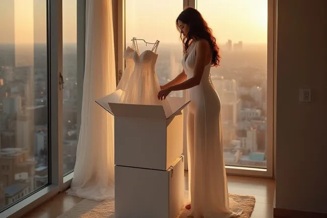 storing wedding dress in a storage box