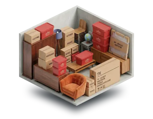 Storage room filled with boxes representing storage by space