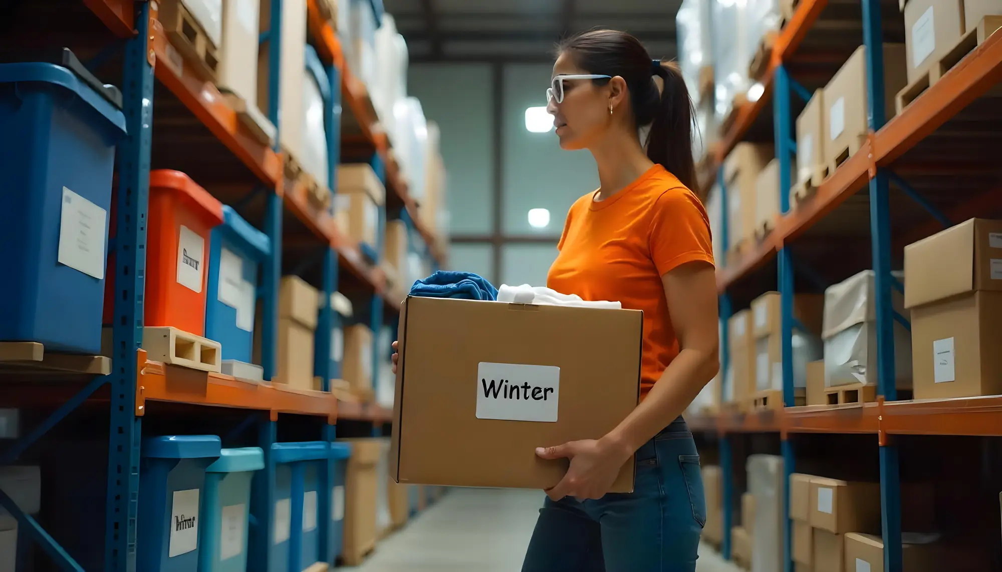 urbin seasonal clothes in warehouse